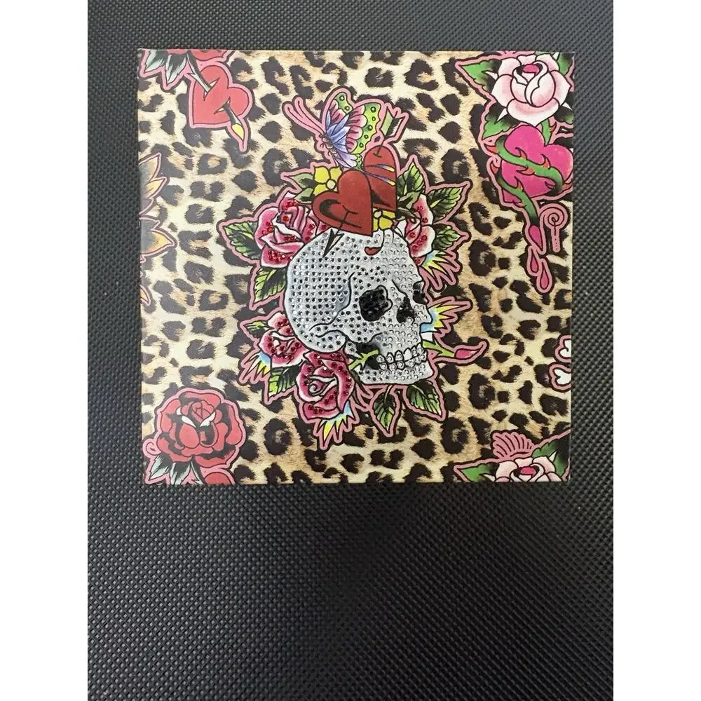 Ed Hardy Skull Roses Women's Quartz Analog Watch Silver Dial Pink Strap w/ Box